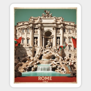 Trevi Fountain Rome Italy Vintage Tourism Travel Poster Sticker